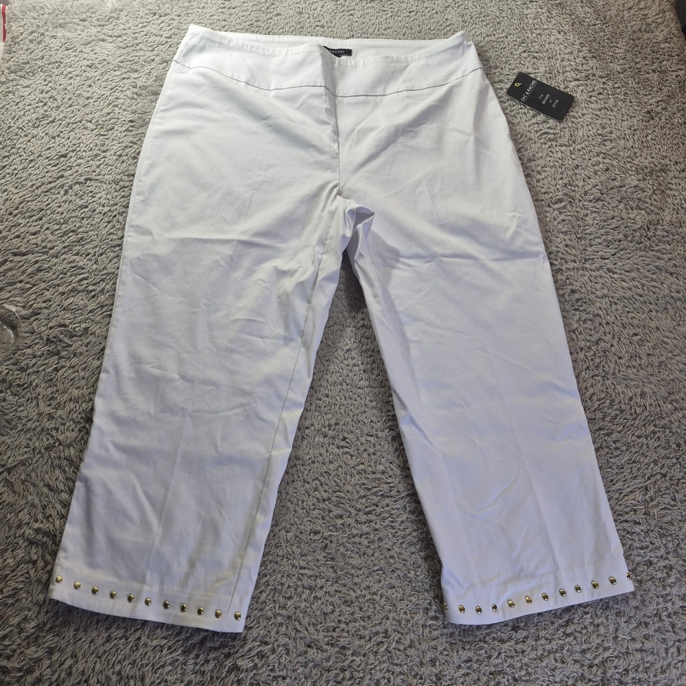 Zac & Rachel Capri Pants YR81HS37N Womens 16 Plus Size White Studded Cropped